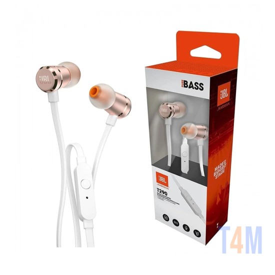 JBL WIRED IN-LINE EARPHONE T290 PURE BASS 3.5MM WHITE